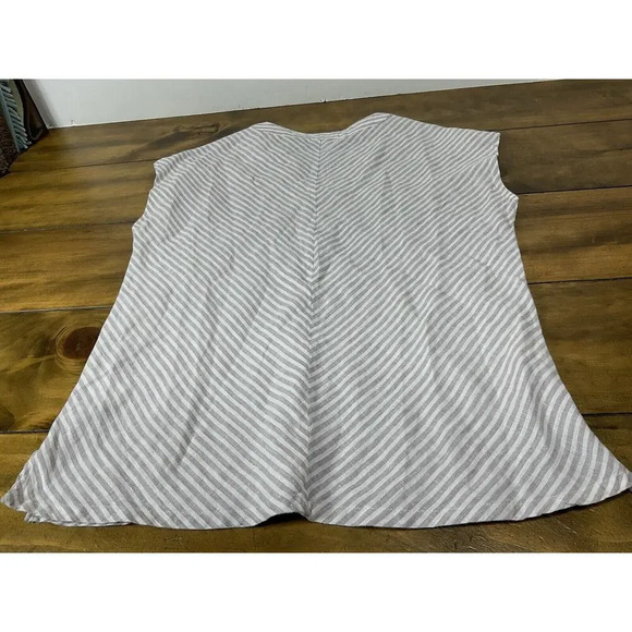 Tahari Linen Striped Sleeveless Blouse Size Small - Picture 7 of 7